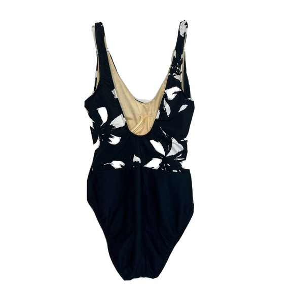 Miraclesuit Size 10 Black Floral tummy control Ruched swim one piece Beach J13 - Picture 4 of 8